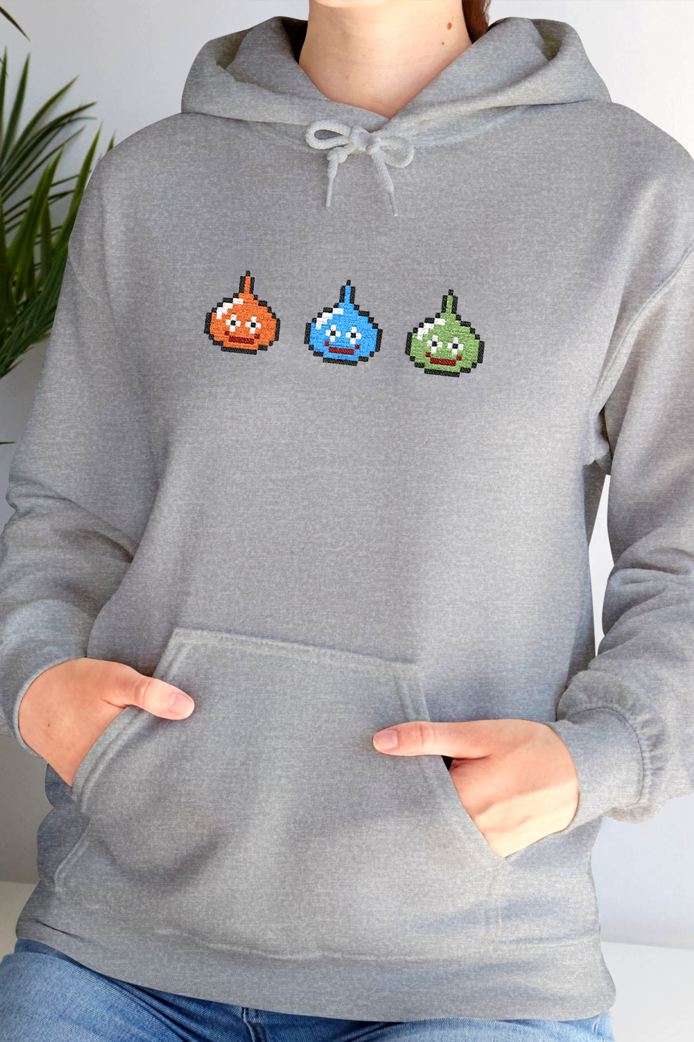 Dragon Quest Embroidered Hoodie, Unisex Slime Hoodie