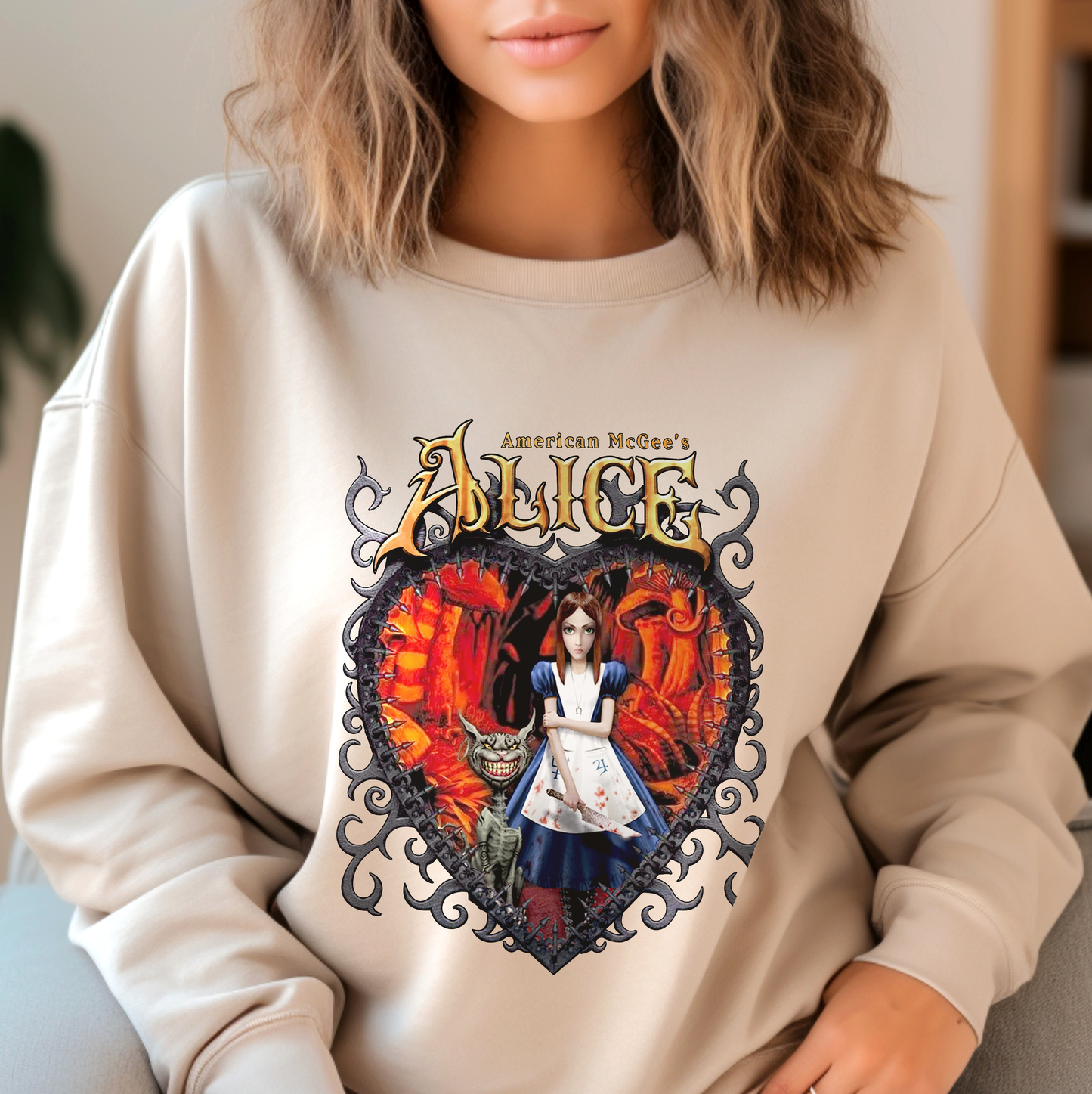 Alice Sweater, American McGee Pullover, Gilden Unisex Sweatshirt