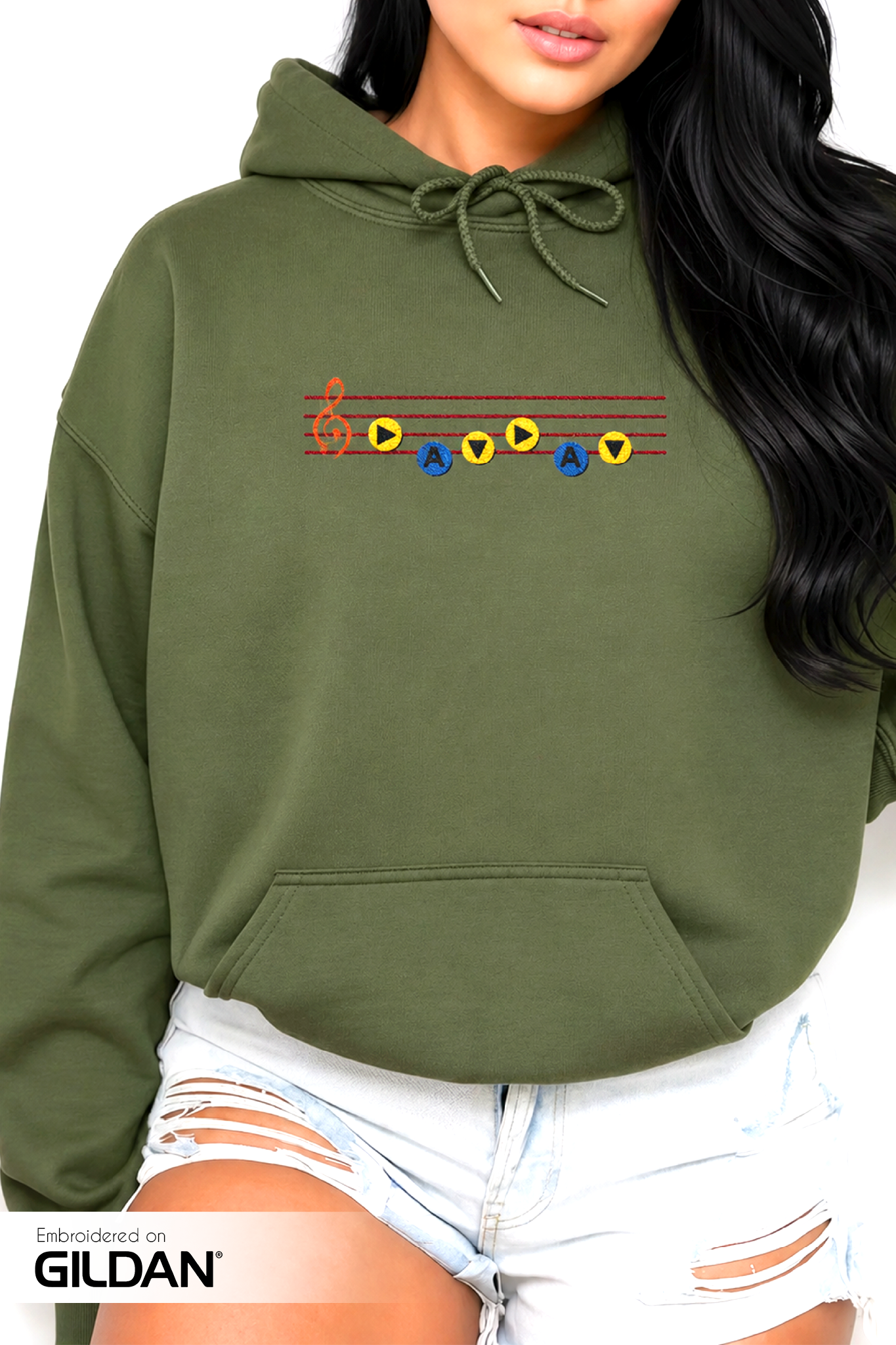 Song of Time Embroidered Hoodie, Unisex Gildan Hooded Sweatshirt