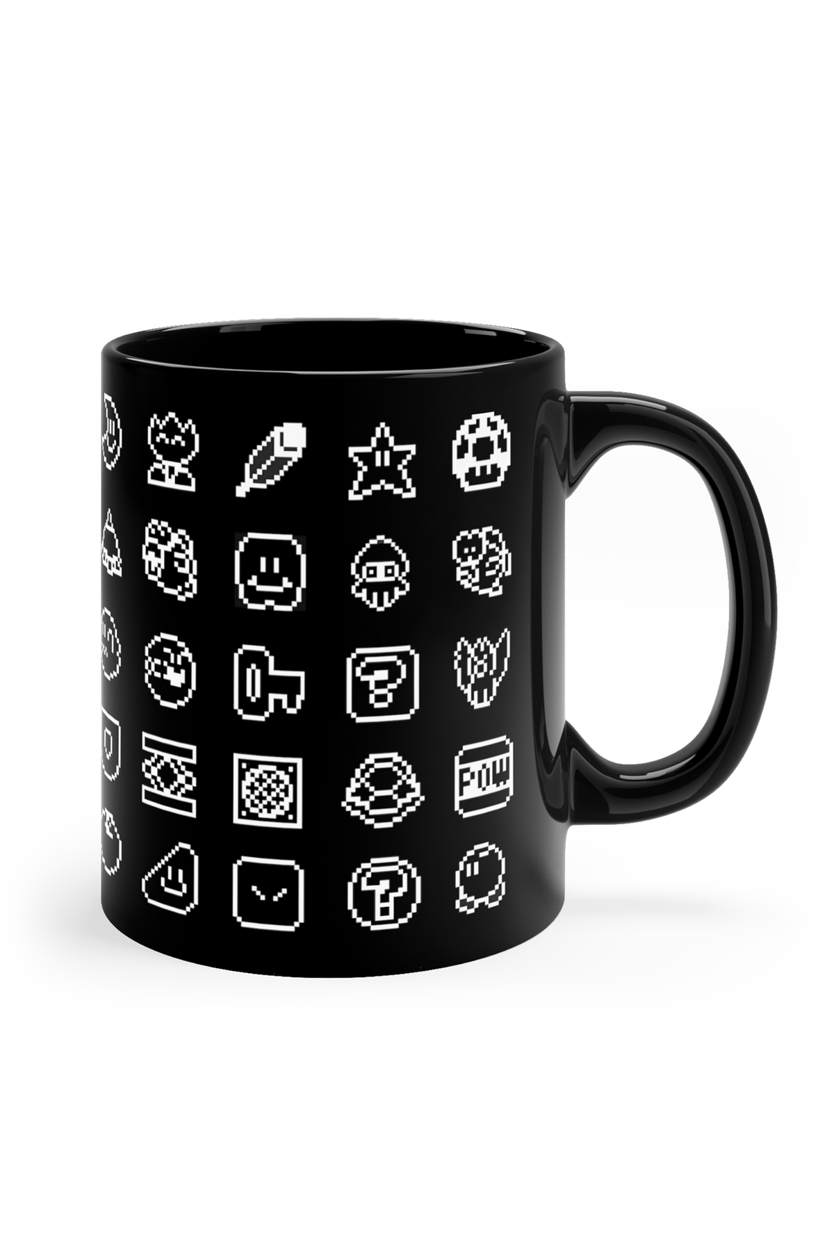 Mario World Sprites Mug, Retro Black Mug 11oz