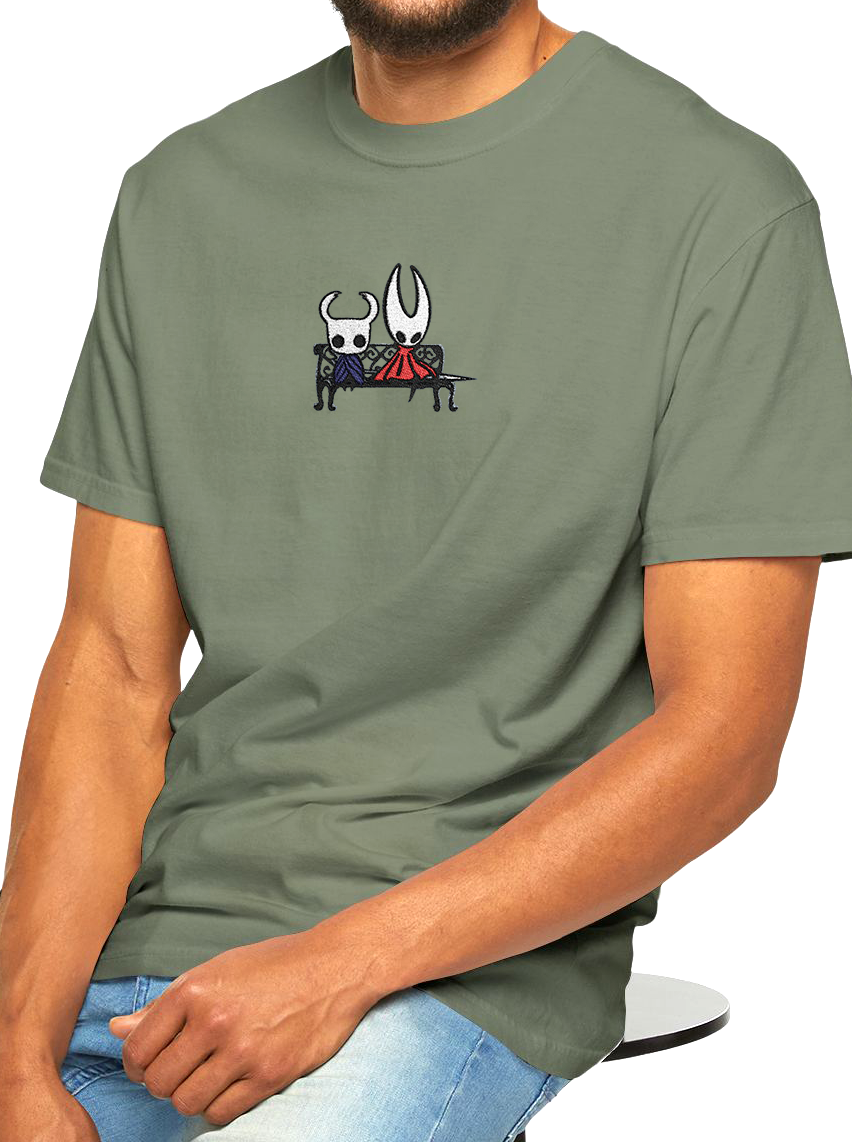 Hollow Knight Embroidered Shirt – Knight & Hornet Bench Tee