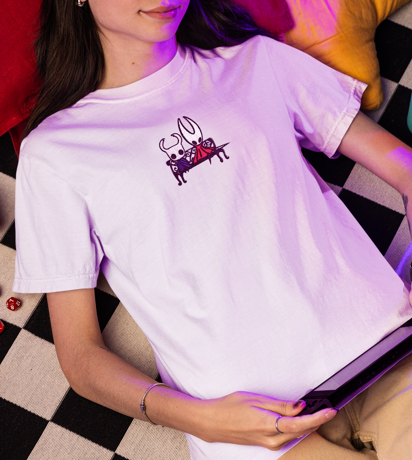Hollow Knight Embroidered Shirt – Knight & Hornet Bench Tee