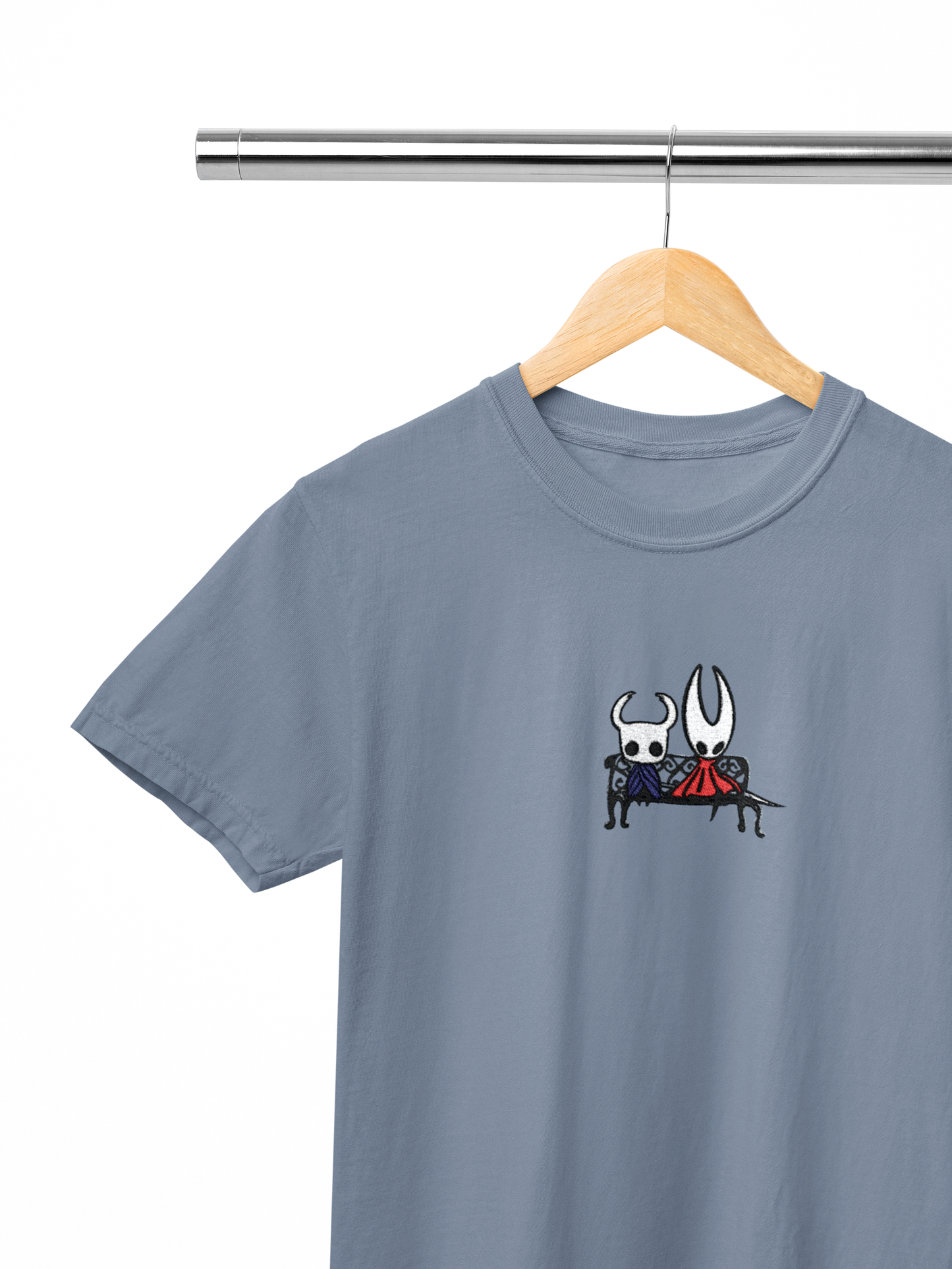 Hollow Knight Embroidered Shirt – Knight & Hornet Bench Tee