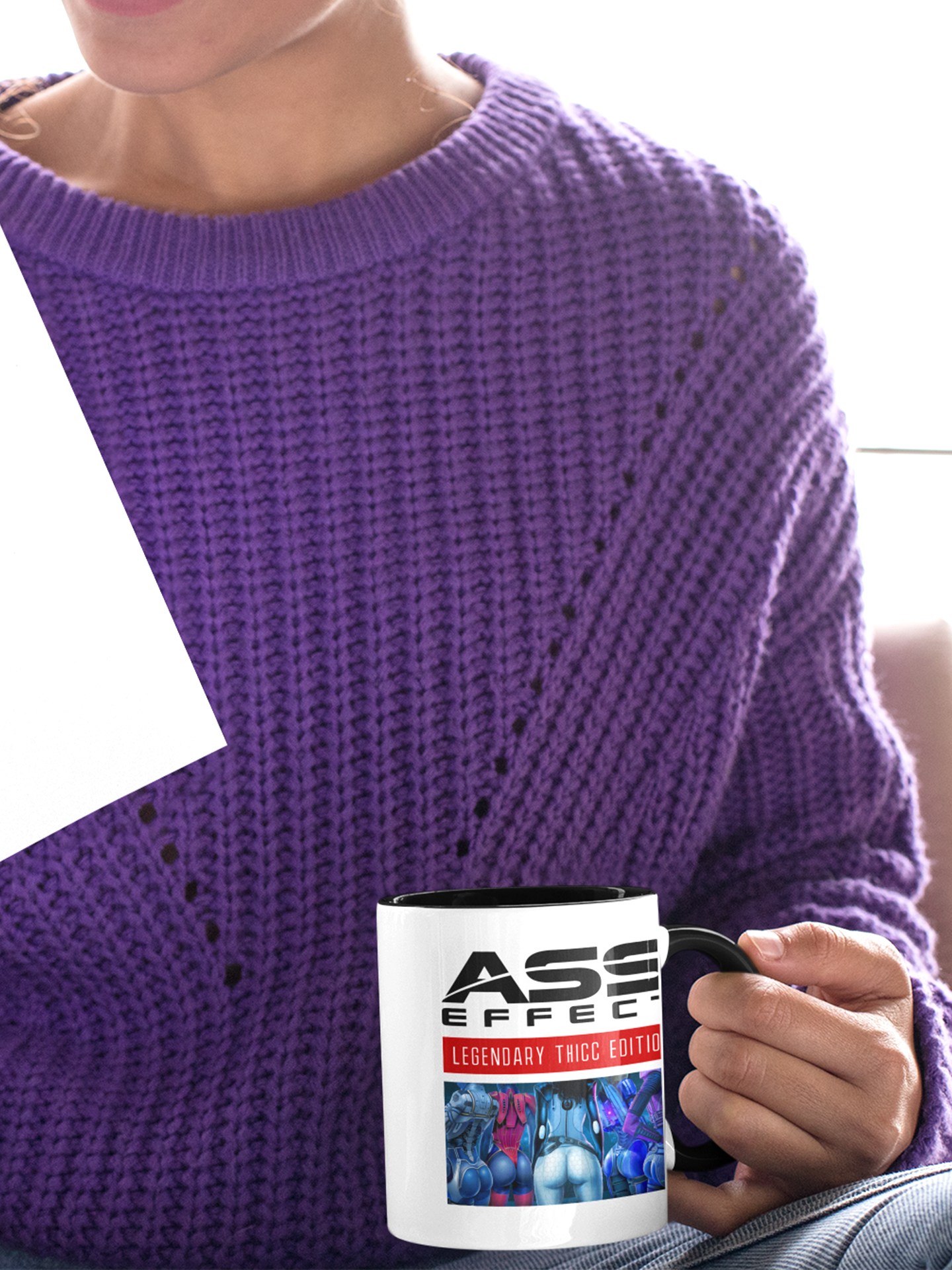 MASS EFFECT - ASS EFFECT LEGENDARY THICC EDITION WHITE AND BLACK MUG - 110Z