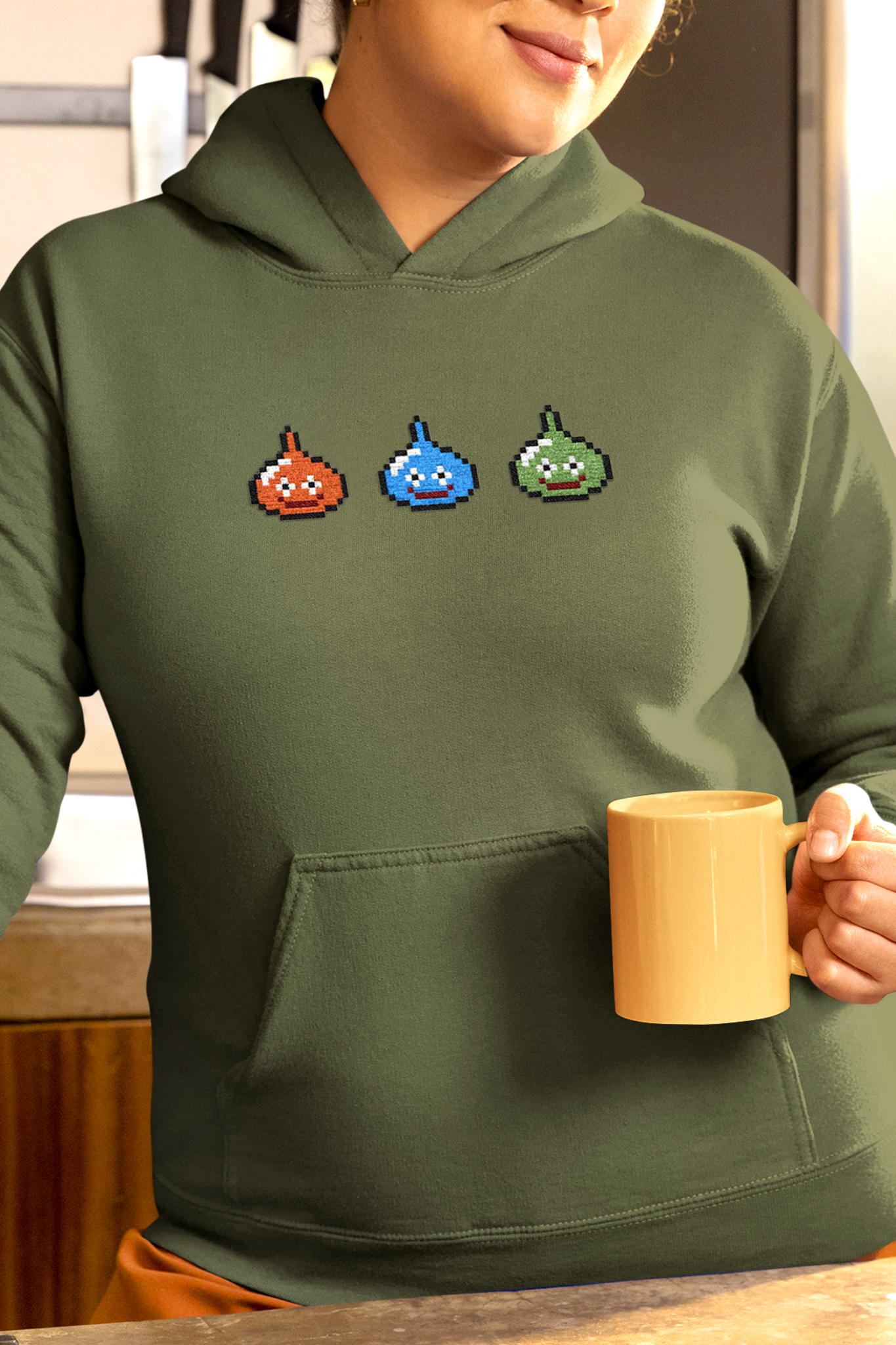 Dragon Quest Embroidered Hoodie, Unisex Slime Hoodie