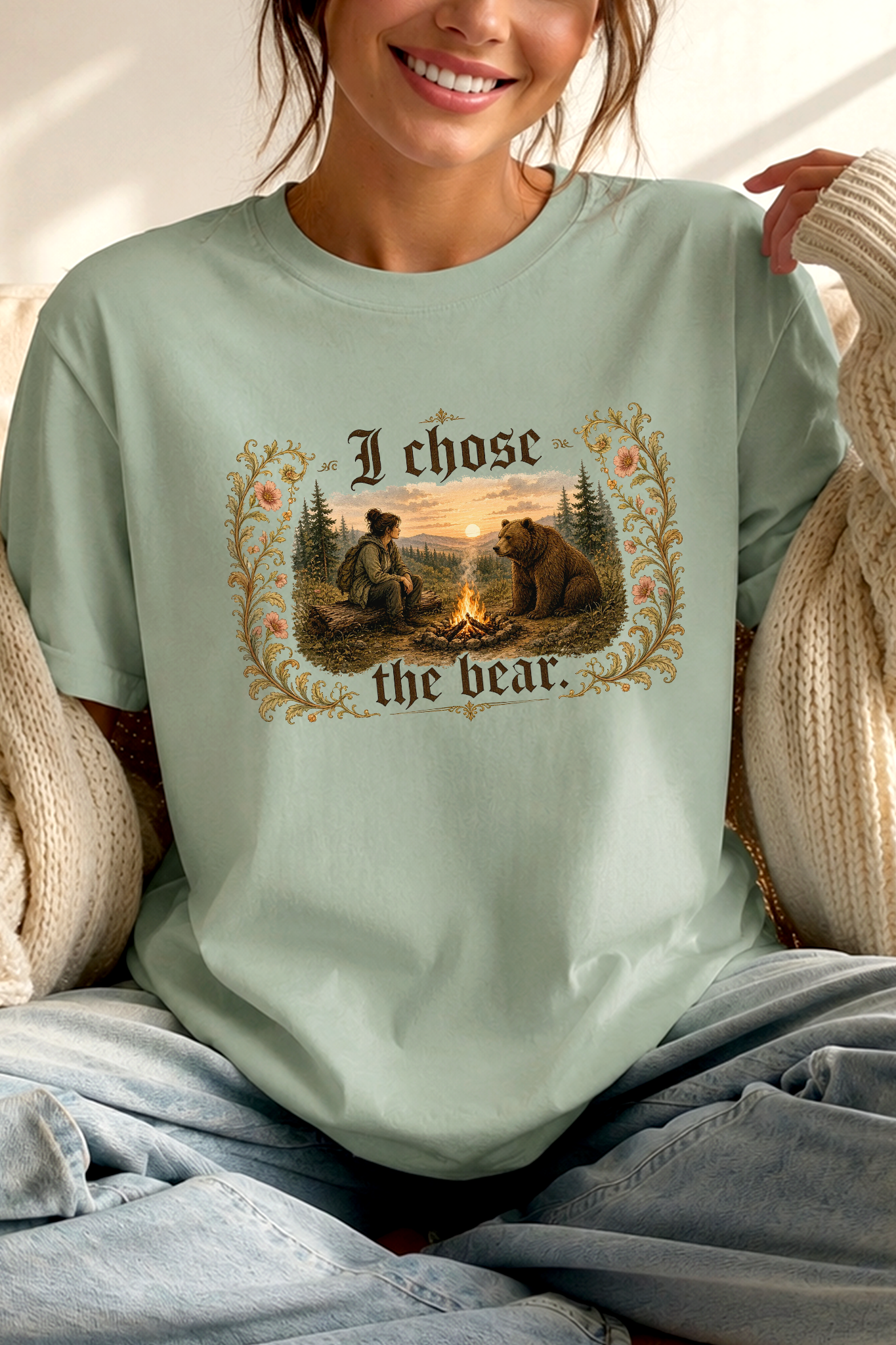 I Chose The Bear Shirt, Comfort Colors Unisex Campfire Tee