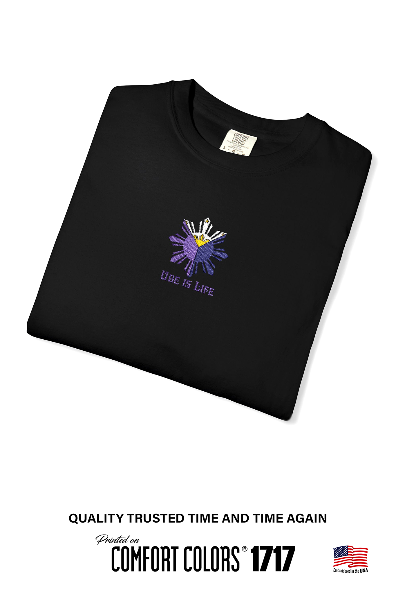 Philippines Shirt, Embroidered Ube Tshirt, Unisex Comfort Colors Tee, Ube Is Life