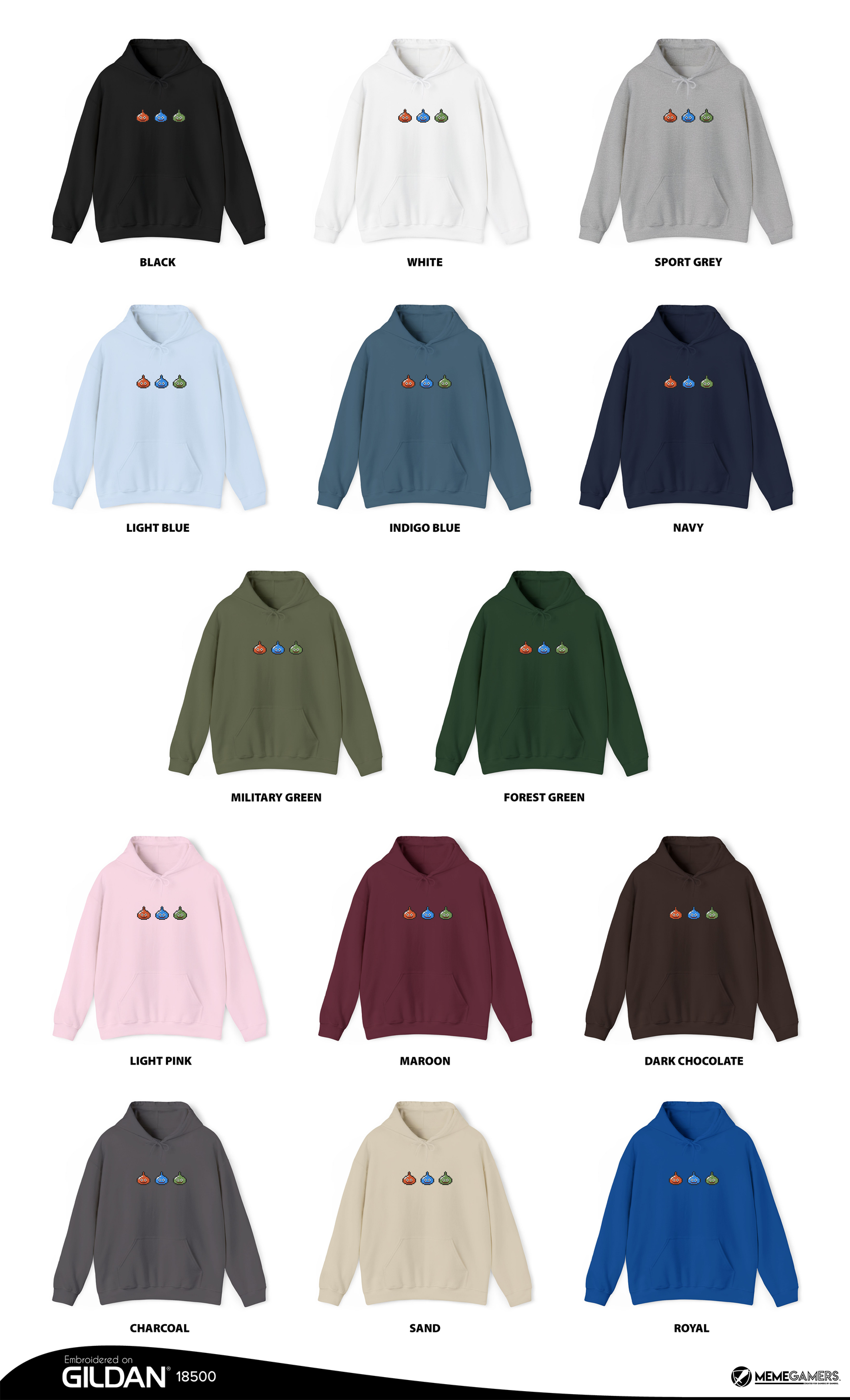Dragon Quest Embroidered Hoodie, Unisex Slime Hoodie