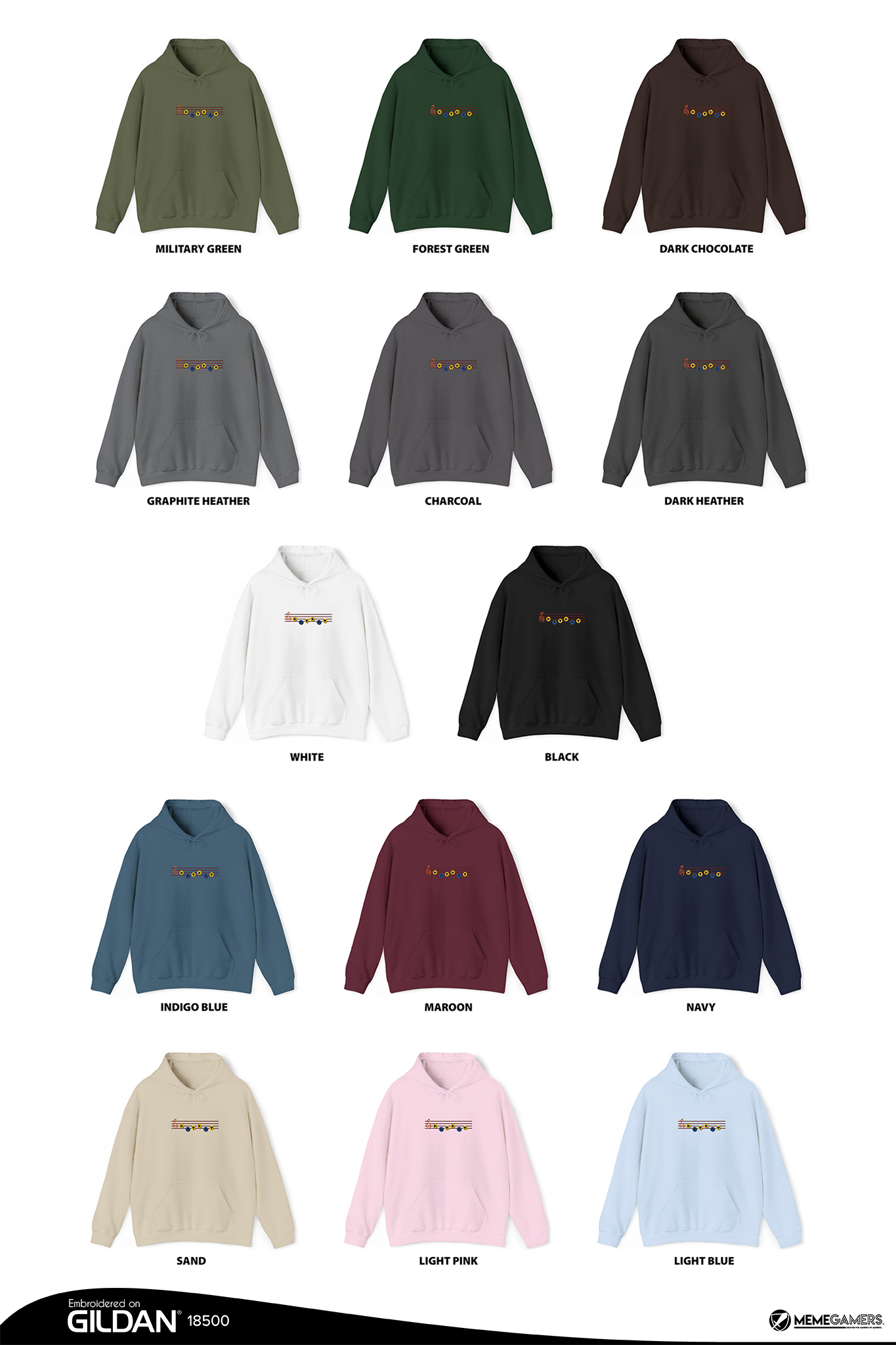 Song of Time Embroidered Hoodie, Unisex Gildan Hooded Sweatshirt