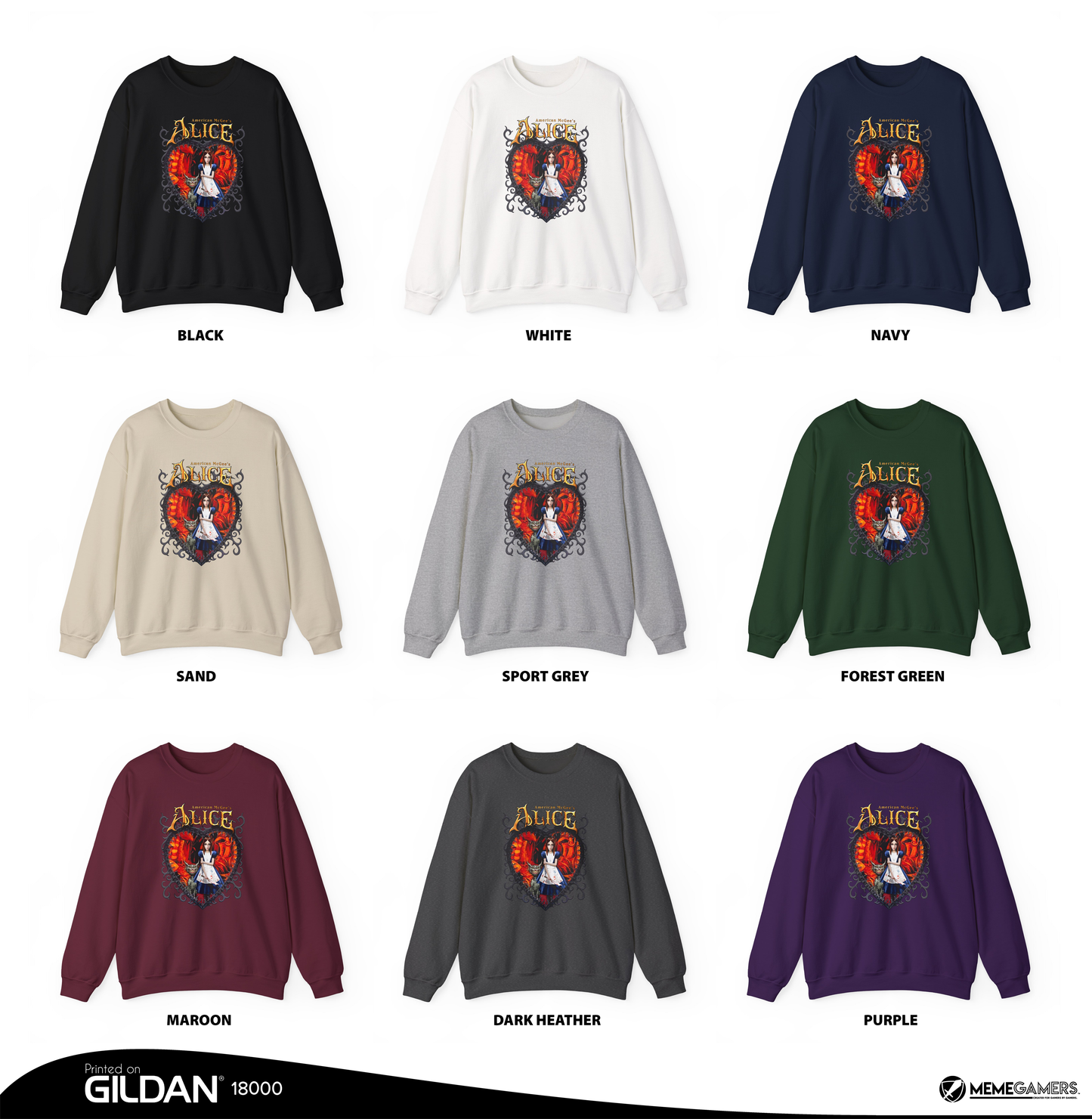 Alice Sweater, American McGee Pullover, Gilden Unisex Sweatshirt