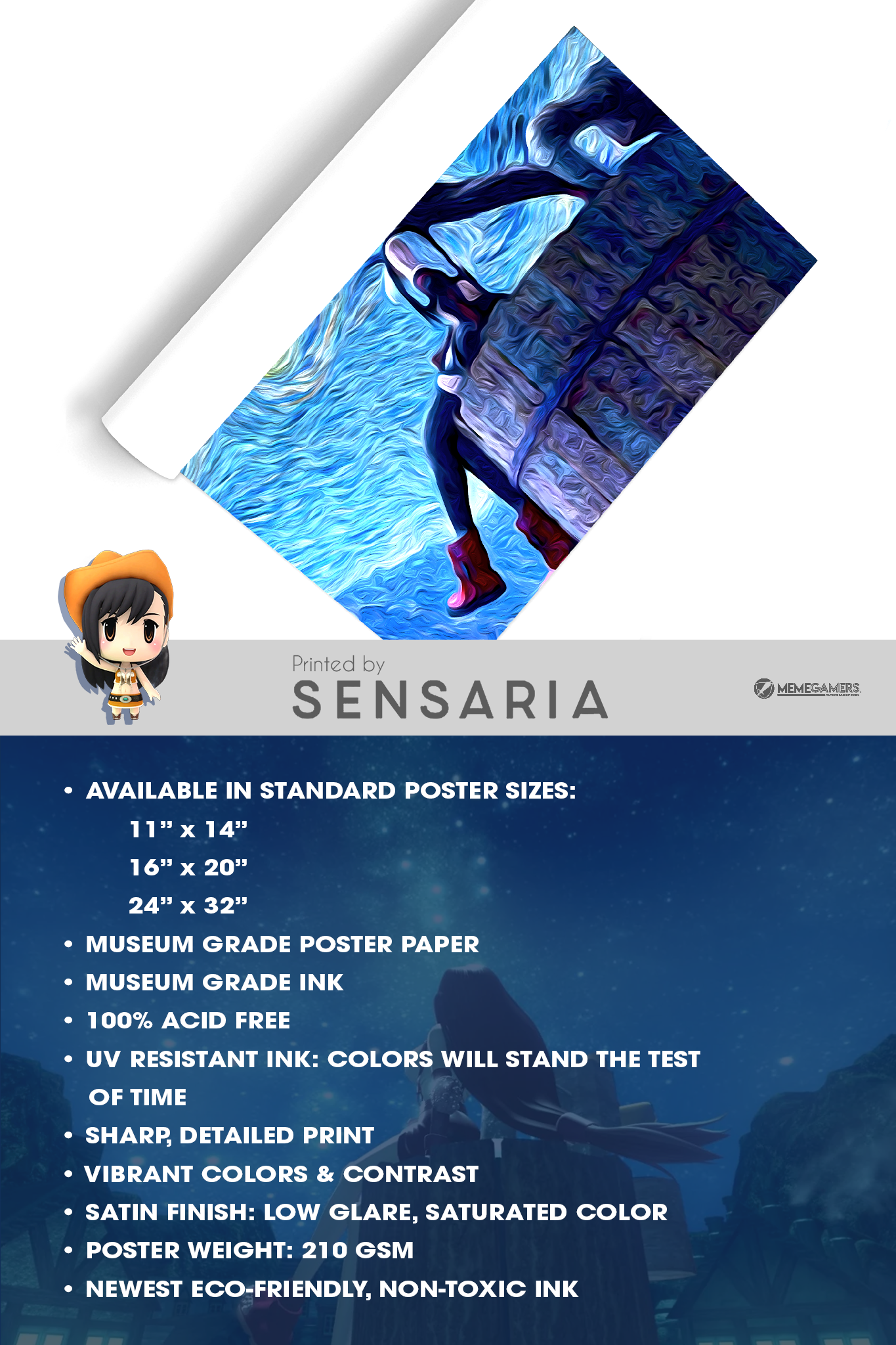 Final Fantasy 7 Poster, Tifa Starry Nibelheim Print