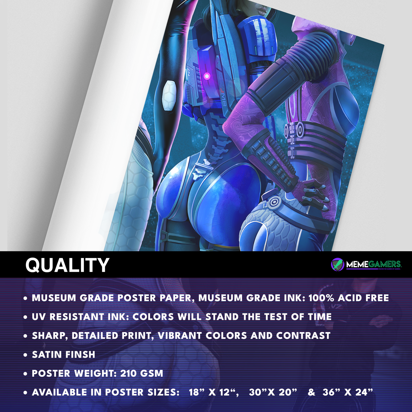 MASS EFFECT - ASS EFFECT LEGENDARY THICC EDITION - HORIZONTAL POSTER - BLACK VARIANT