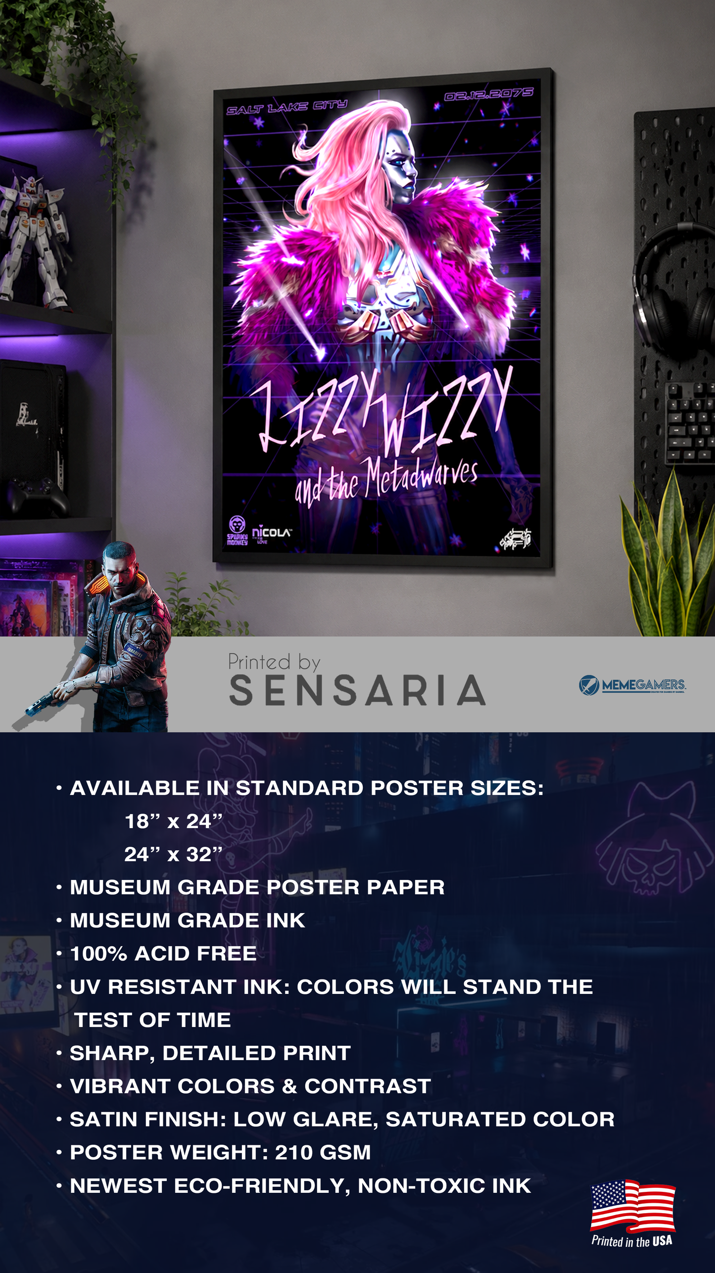 Lizzy Wizzy Poster, Cyberpunk Print