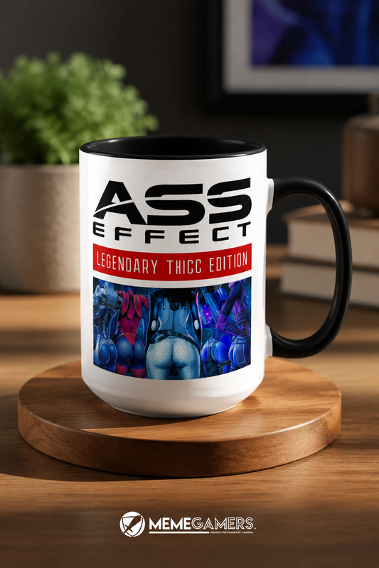 Ass Effect - Thicc Edition Black and White Mug, 15oz