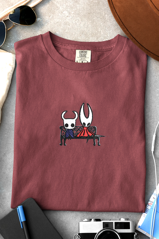 Hollow Knight Embroidered Shirt – Knight & Hornet Bench Tee