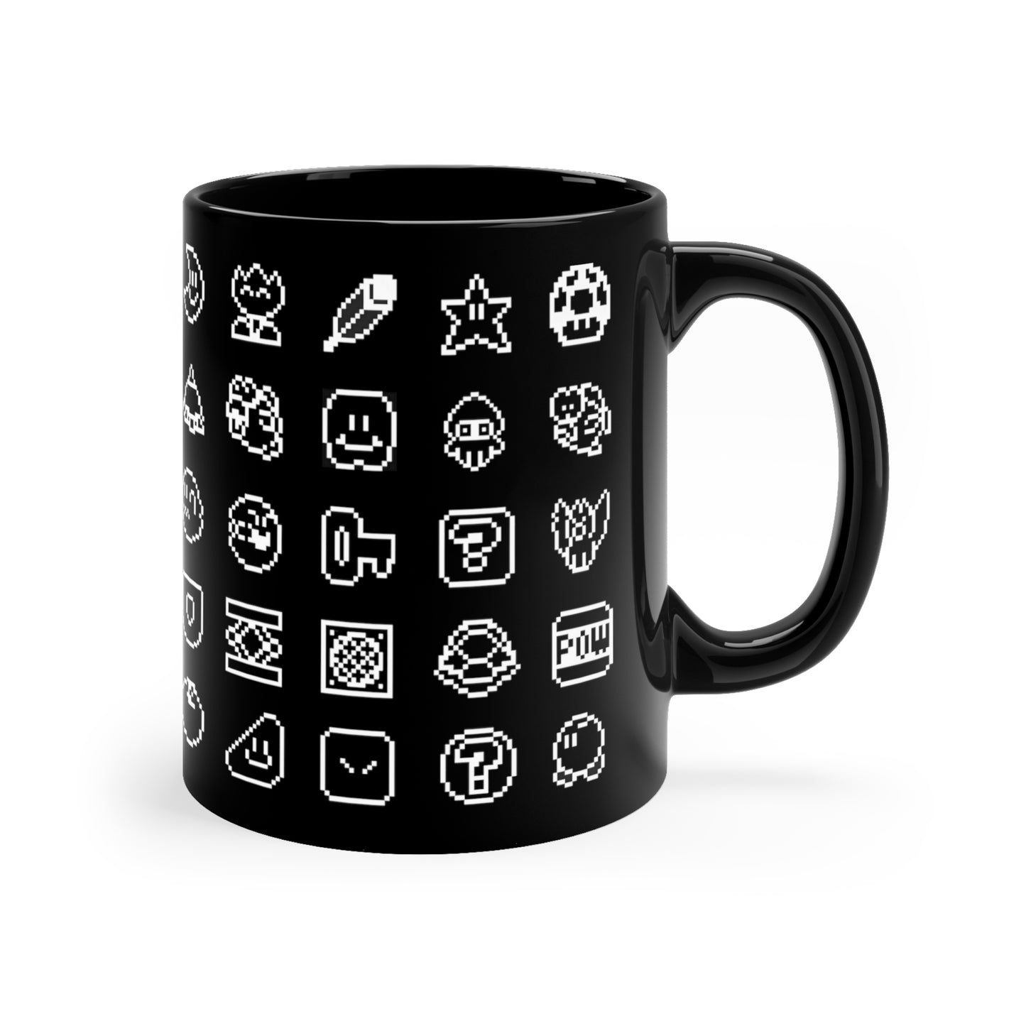 Mario World Sprites Mug, Retro Black Mug 11oz