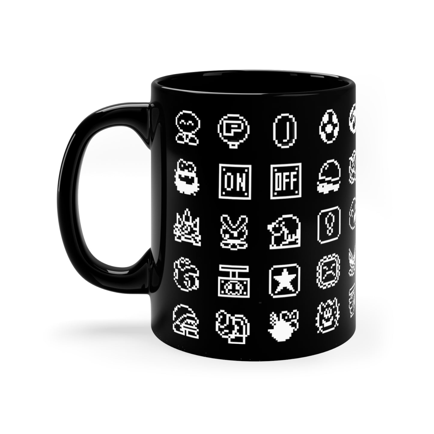 Mario World Sprites Mug, Retro Black Mug 11oz